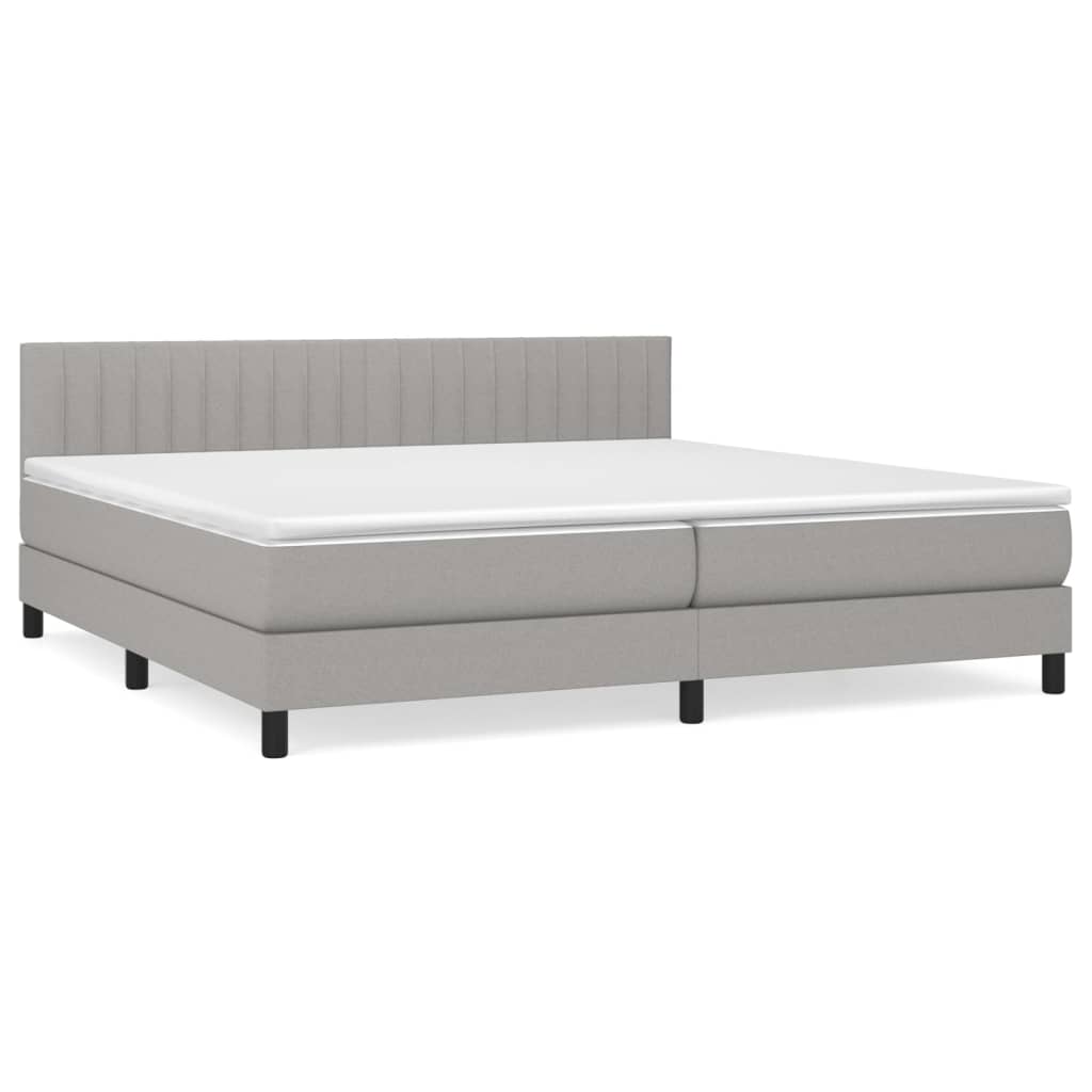 vidaXL Boxspringbett mit Matratze Hellgrau 200x200 cm Stoff