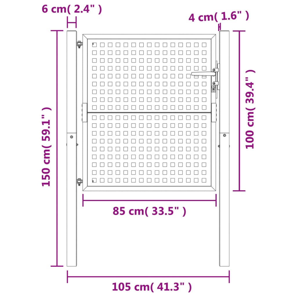 vidaXL Gartentor Anthrazit 105x150 cm Stahl