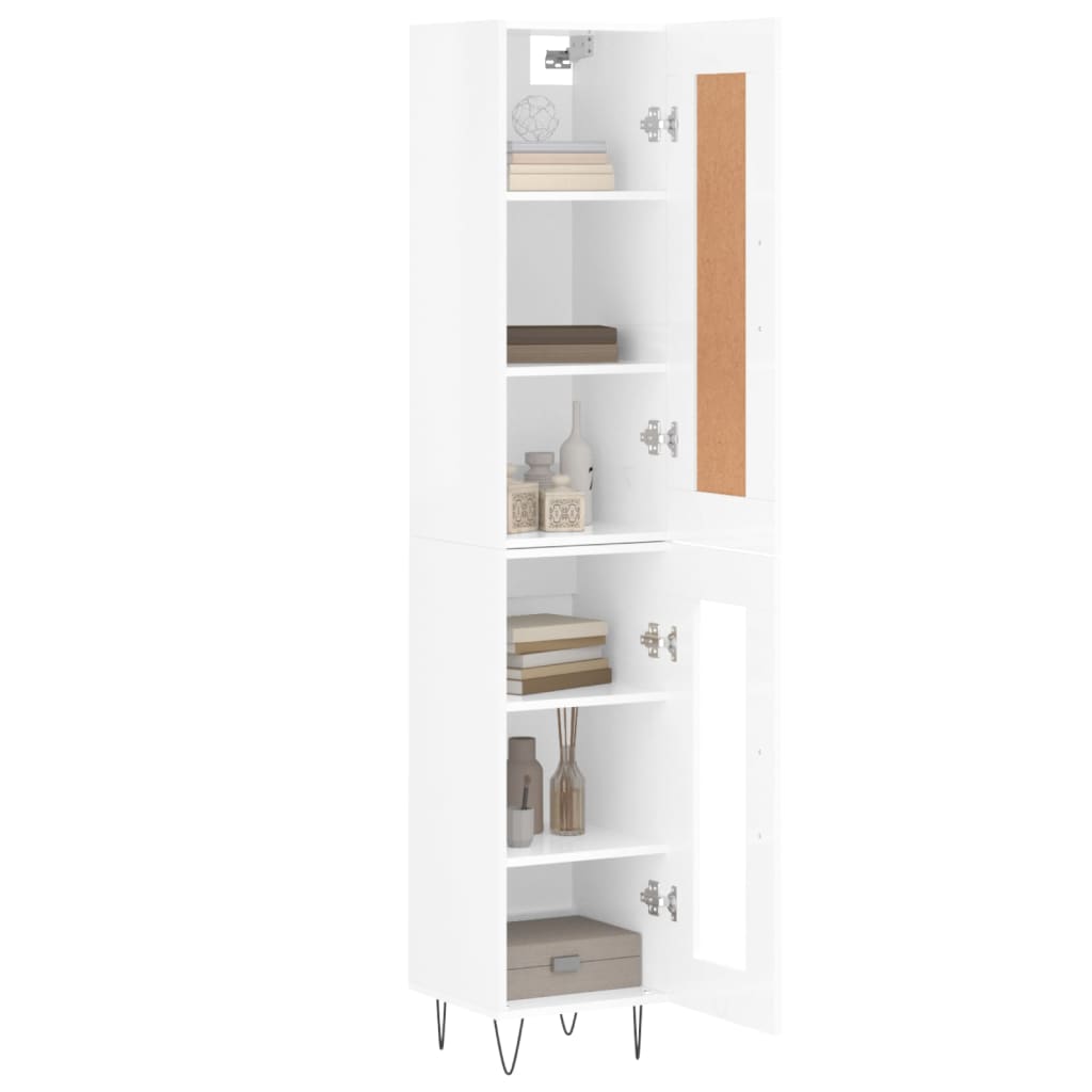 vidaXL Highboard Hochglanz-Weiß 34,5x34x180 cm Holzwerkstoff