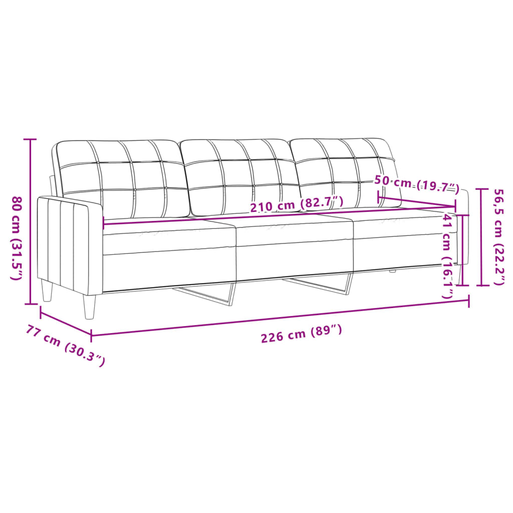 vidaXL 3-tlg. Sofagarnitur Taupe Stoff