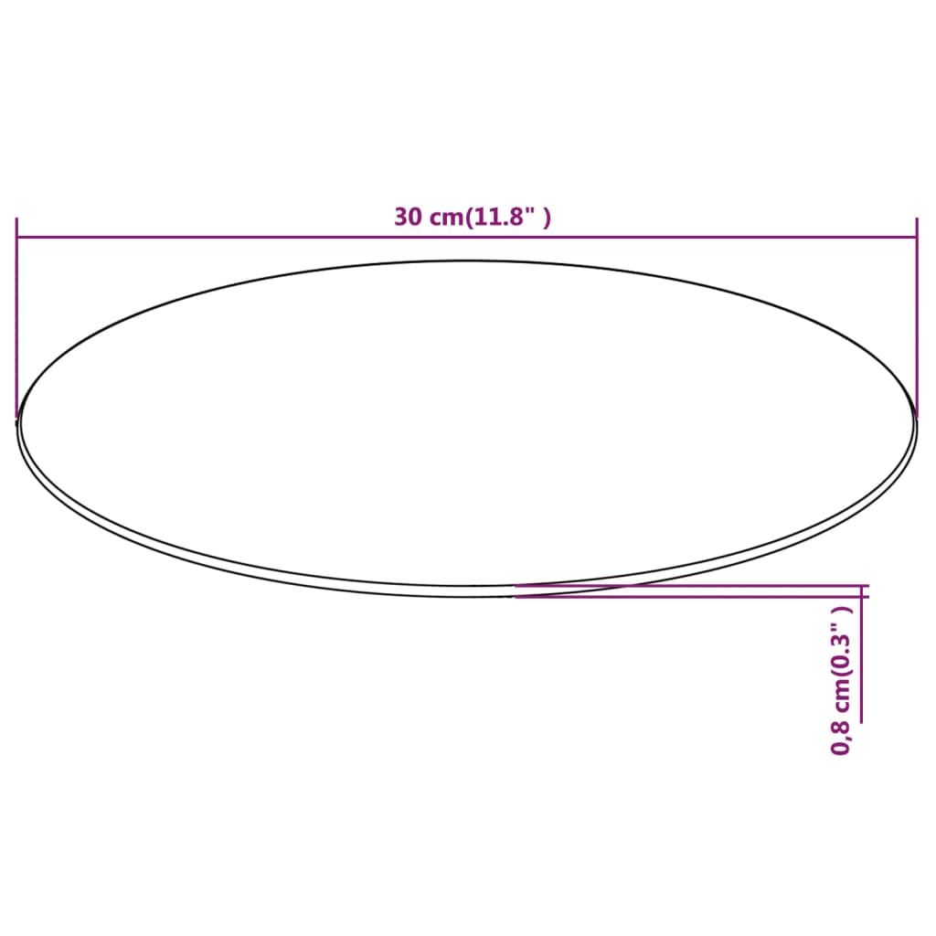 vidaXL Tischplatte aus gehärtetem Glas rund 300 mm