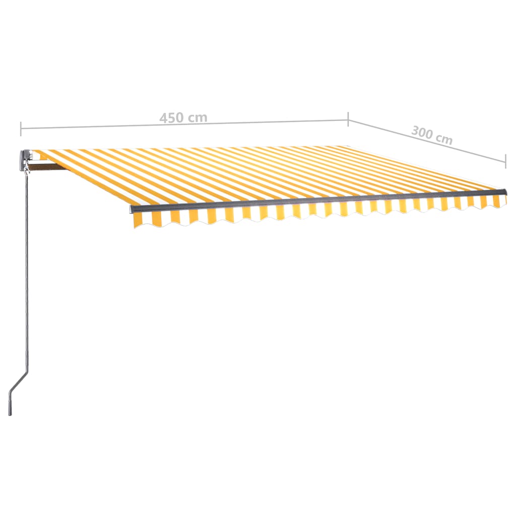 vidaXL Standmarkise Automatisch 450x300 cm Gelb/Weiß