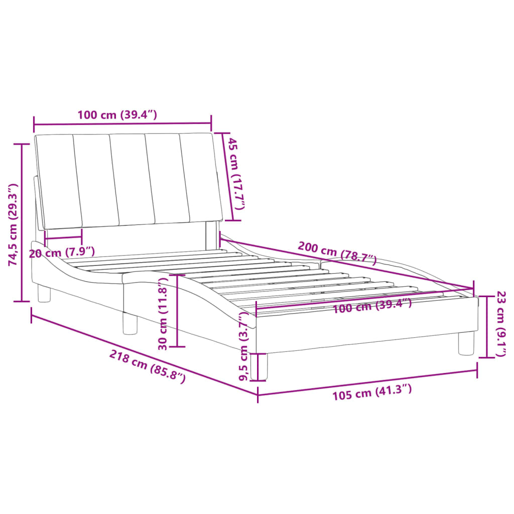 vidaXL Bettgestell mit Kopfteil Dunkelgrün 100x200 cm Samt