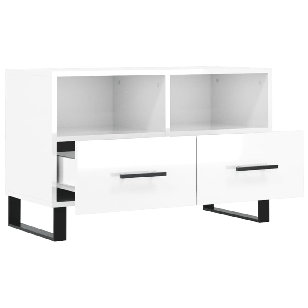 vidaXL TV-Schrank Hochglanz-Weiß 80x36x50 cm Holzwerkstoff