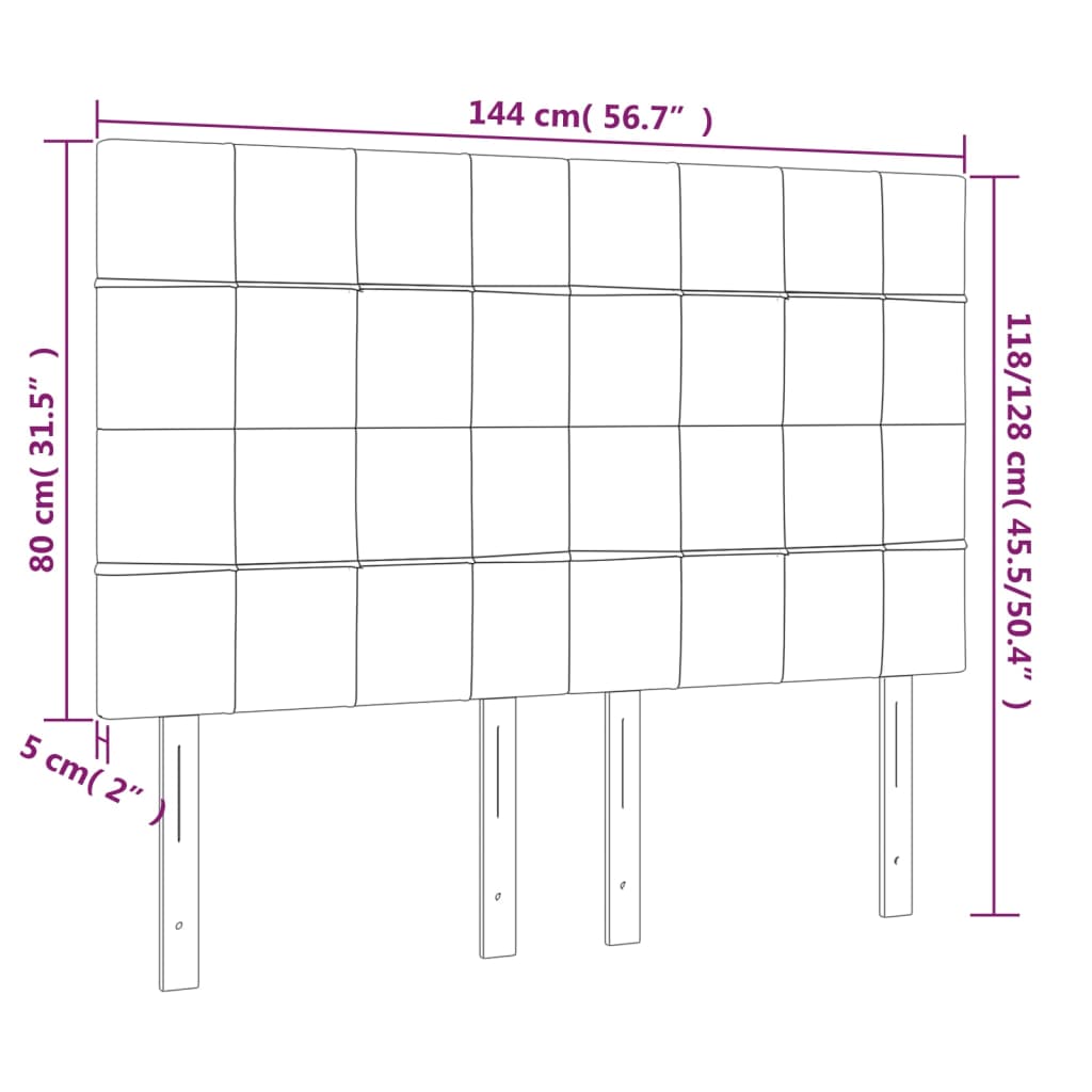 vidaXL LED Kopfteil Dunkelbraun 144x5x118/128 cm Stoff