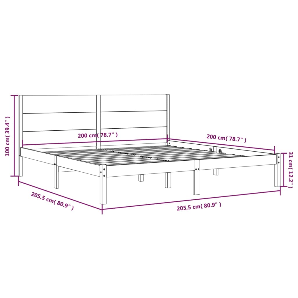 vidaXL Massivholzbett ohne Matratze Weiß 200x200 cm Kiefernholz