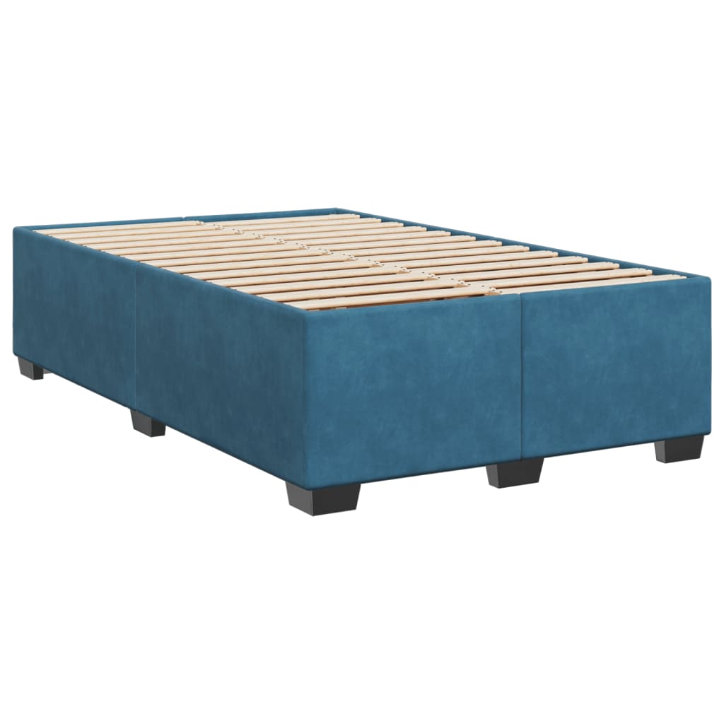 vidaXL Boxspringbett mit Matratze Dunkelblau 120x190 cm Samt