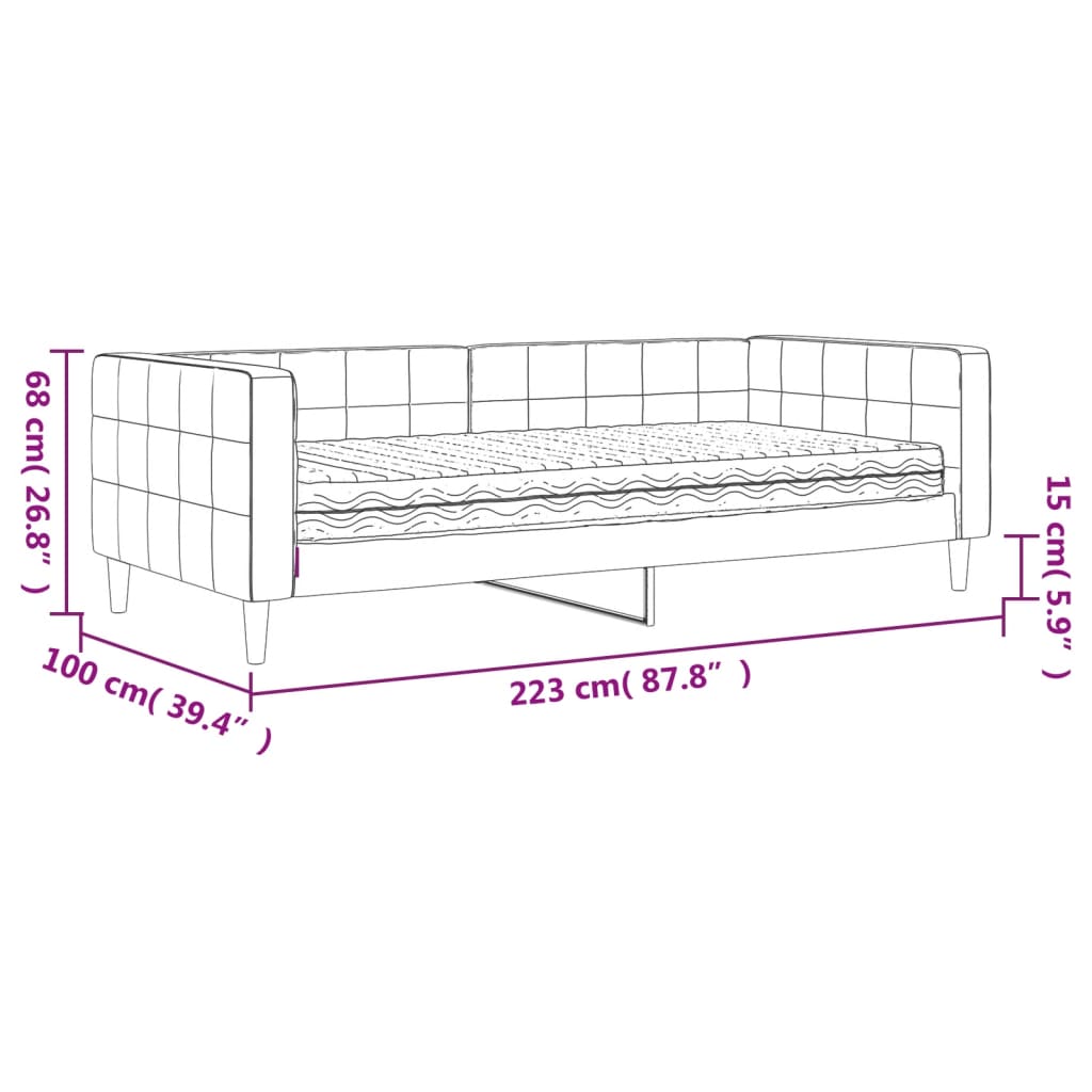 vidaXL Tagesbett mit Matratze Schwarz 90x200 cm Samt