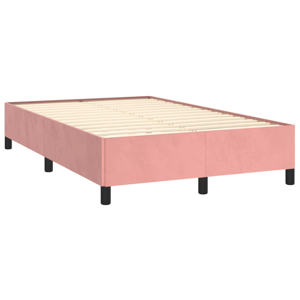 vidaXL Boxspringbett mit Matratze & LED Rosa 120x190 cm Samt