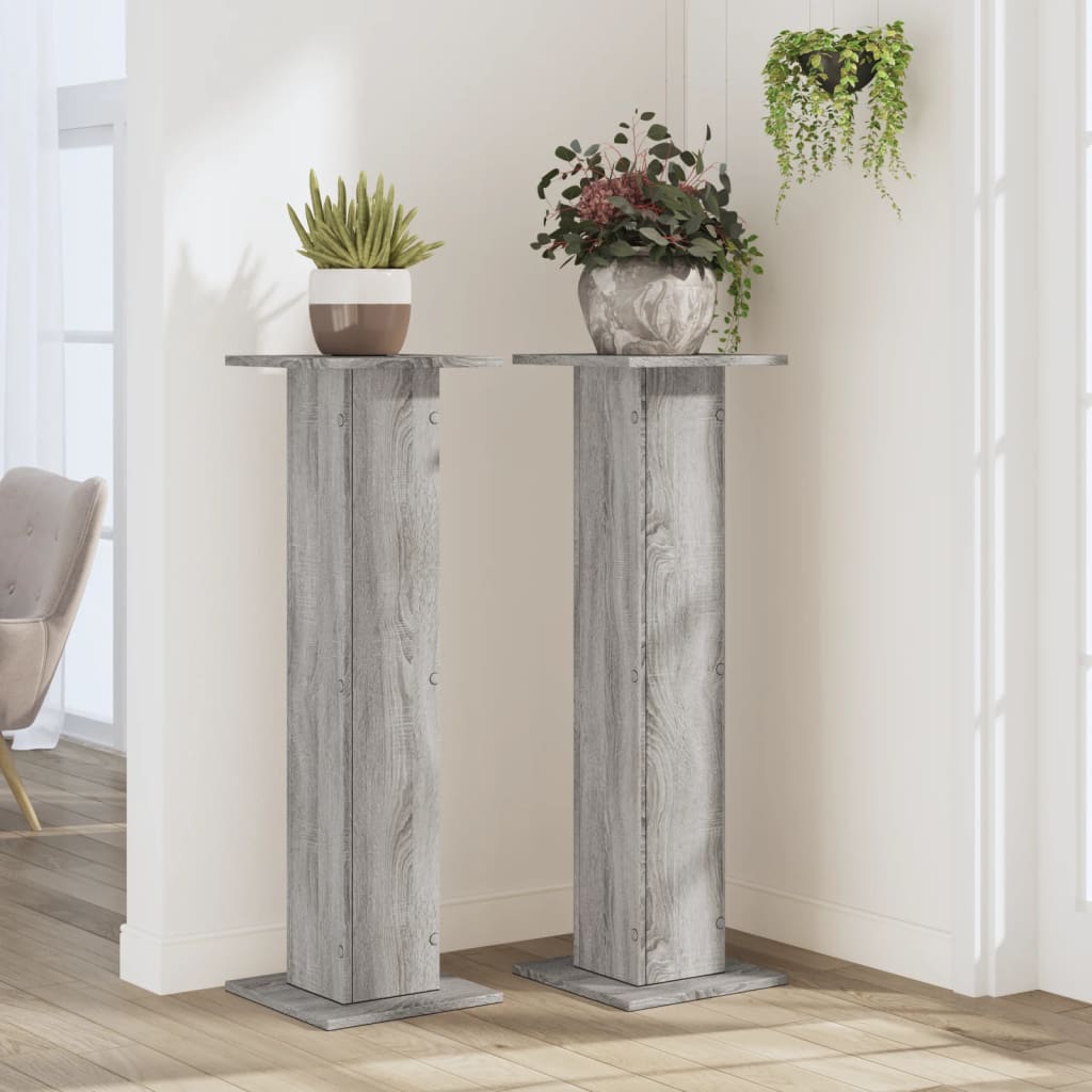 vidaXL Pflanzenständer 2 Stk. Grau Sonoma 30x30x95 cm Holzwerkstoff