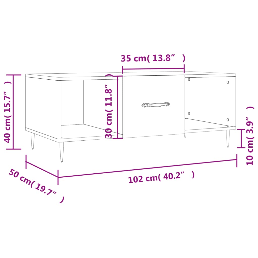 vidaXL Couchtisch Schwarz 102x50x40 cm Holzwerkstoff