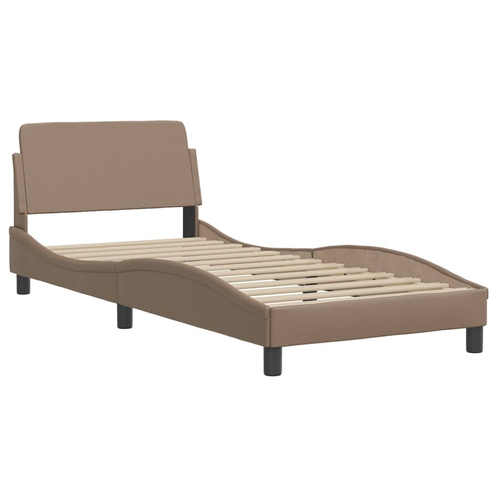 vidaXL Bett mit Matratze Cappuccino-Braun 90x200 cm Kunstleder