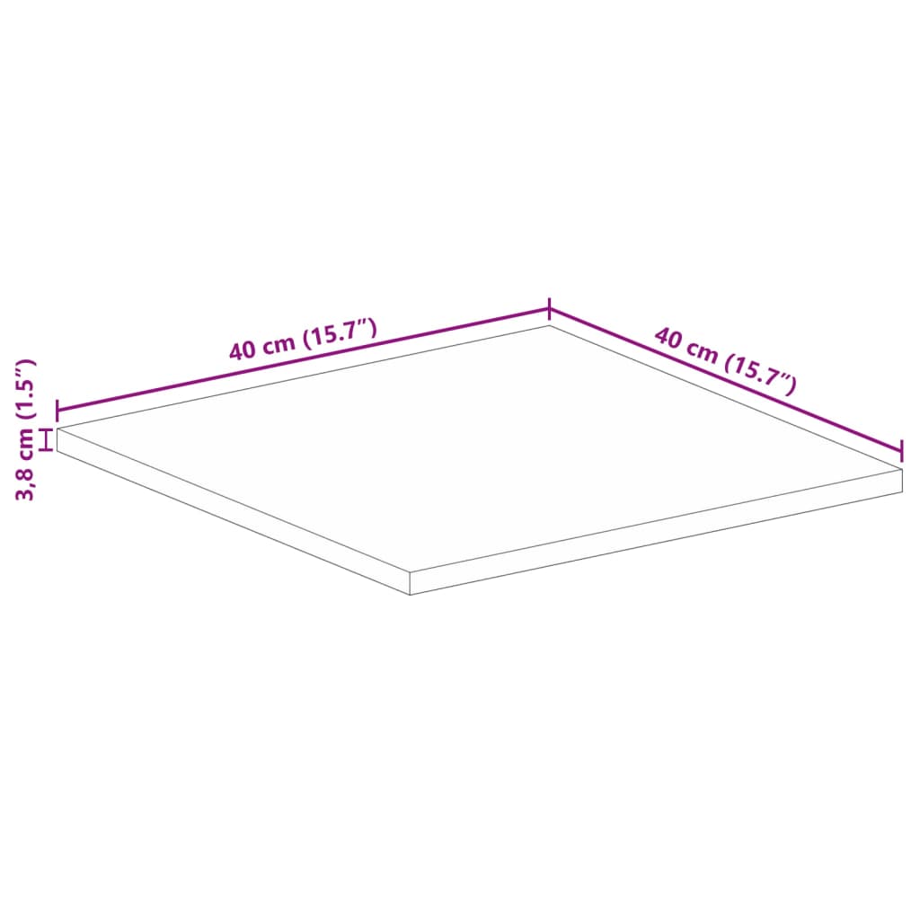 vidaXL Tischplatte 40x40x3,8 cm Quadratisch Massivholz Mango