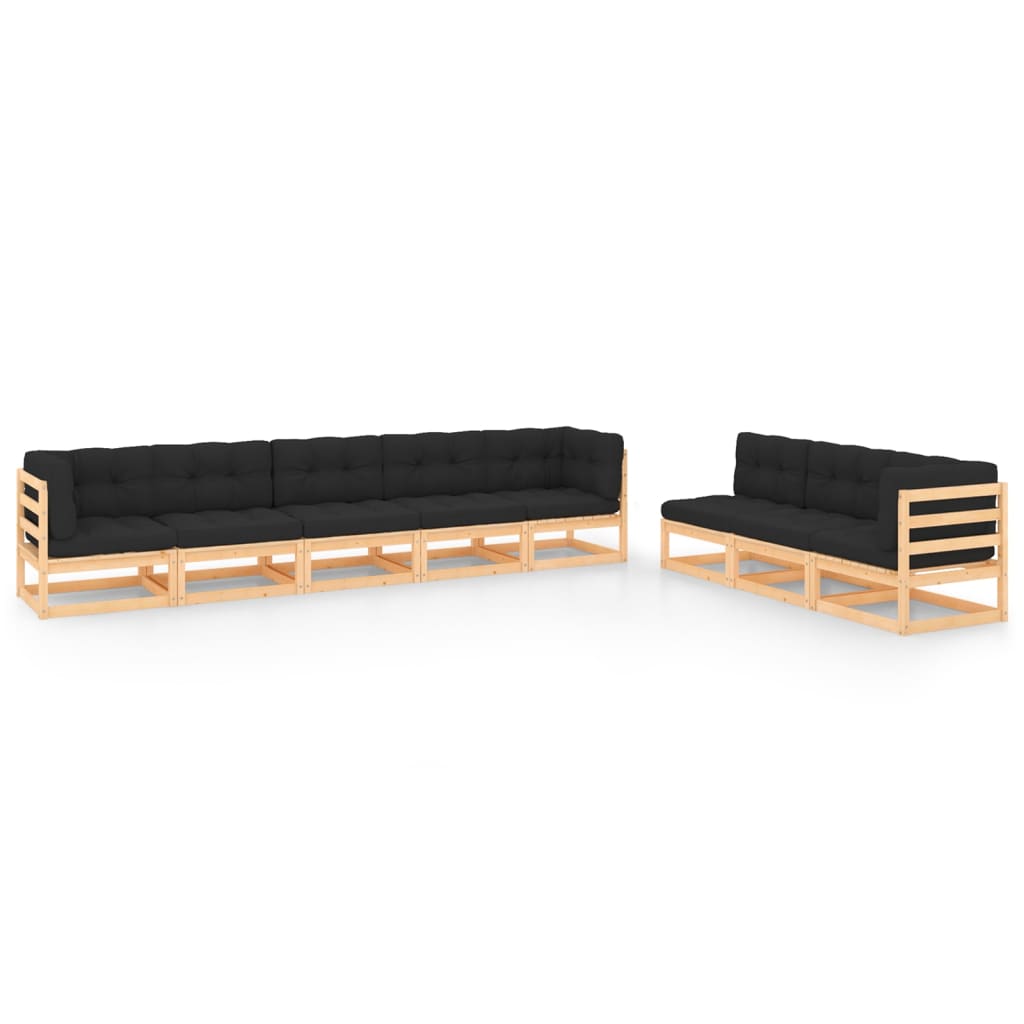 vidaXL 8-tlg. Garten-Lounge-Set mit Kissen Massivholz Kiefer