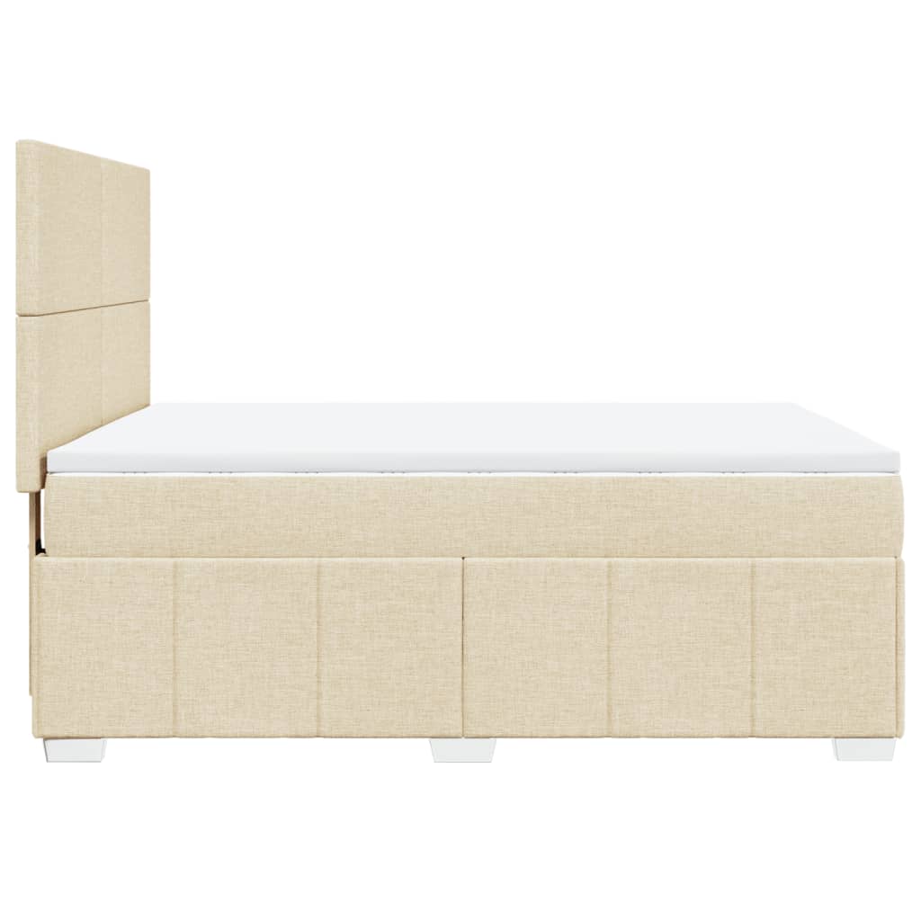 vidaXL Boxspringbett mit Matratze Creme 160x200 cm Stoff