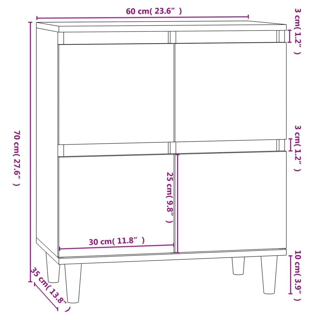 vidaXL Sideboard Betongrau 60x35x70 cm Holzwerkstoff