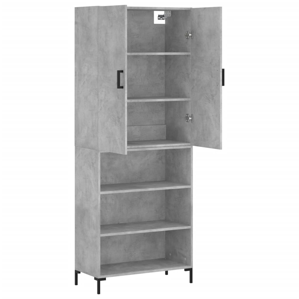 vidaXL Highboard Betongrau 69,5x34x180 cm Holzwerkstoff