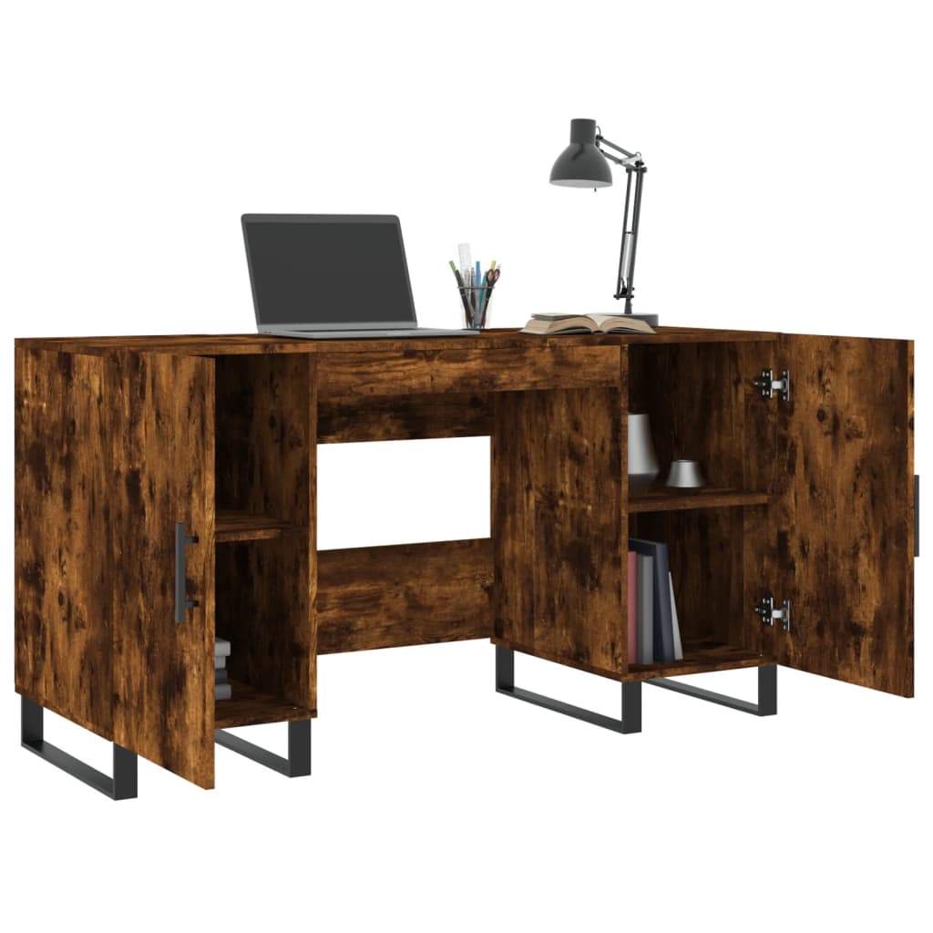 vidaXL Schreibtisch Räuchereiche 140x50x75 cm Holzwerkstoff