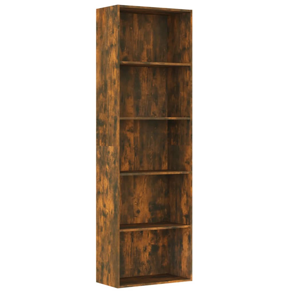 vidaXL Bücherregal 5 Fächer Räuchereiche 60x30x189 cm Holzwerkstoff