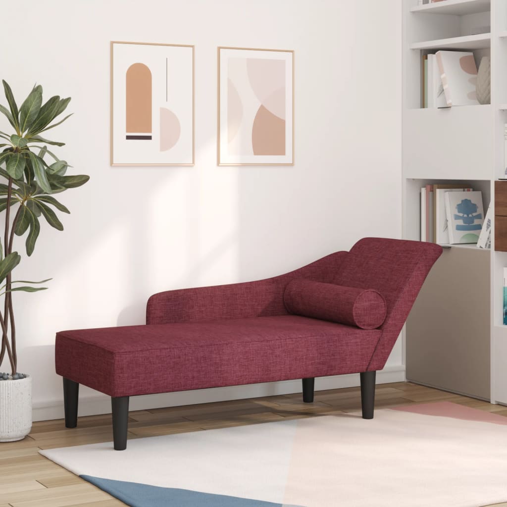 vidaXL Chaiselongue mit Kissen Weinrot Stoff