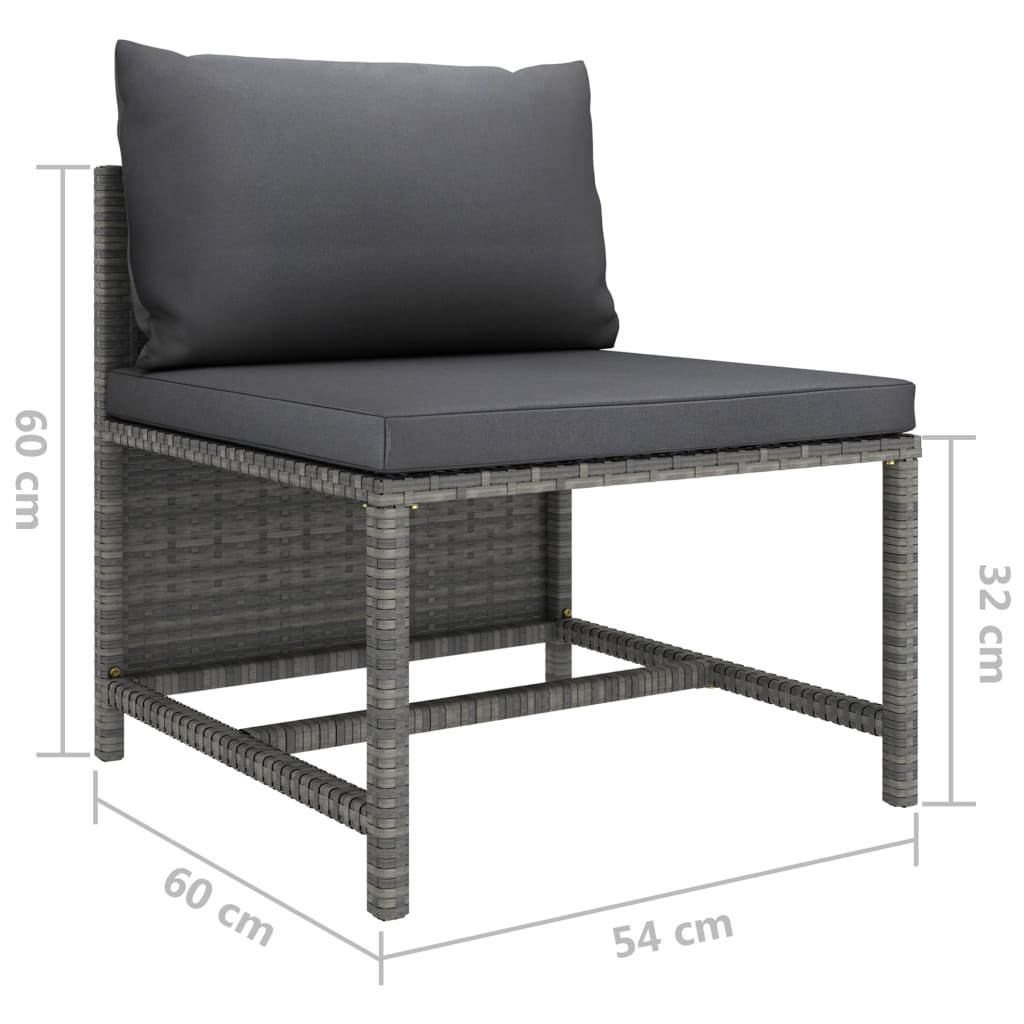 vidaXL 9-tlg. Garten-Lounge-Set mit Kissen Poly Rattan Grau