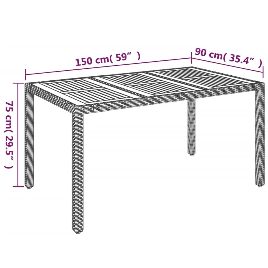 vidaXL 7-tlg. Garten-Essgruppe mit Kissen Schwarz Poly Rattan