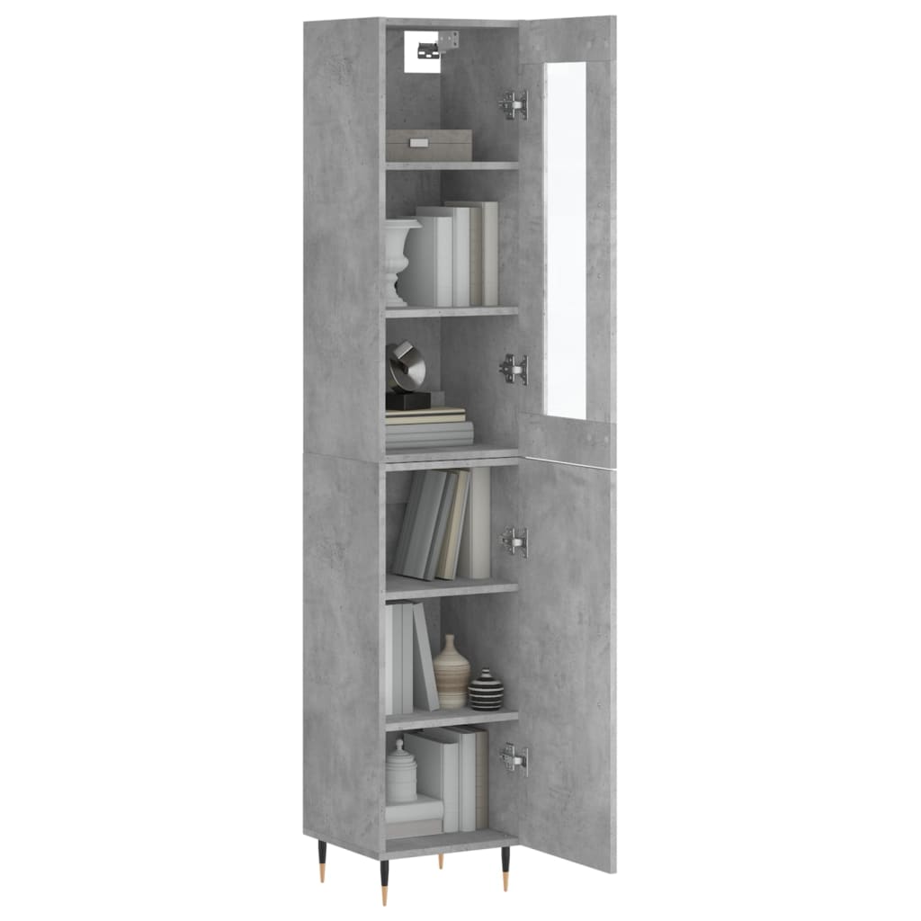 vidaXL Highboard Betongrau 34,5x34x180 cm Holzwerkstoff