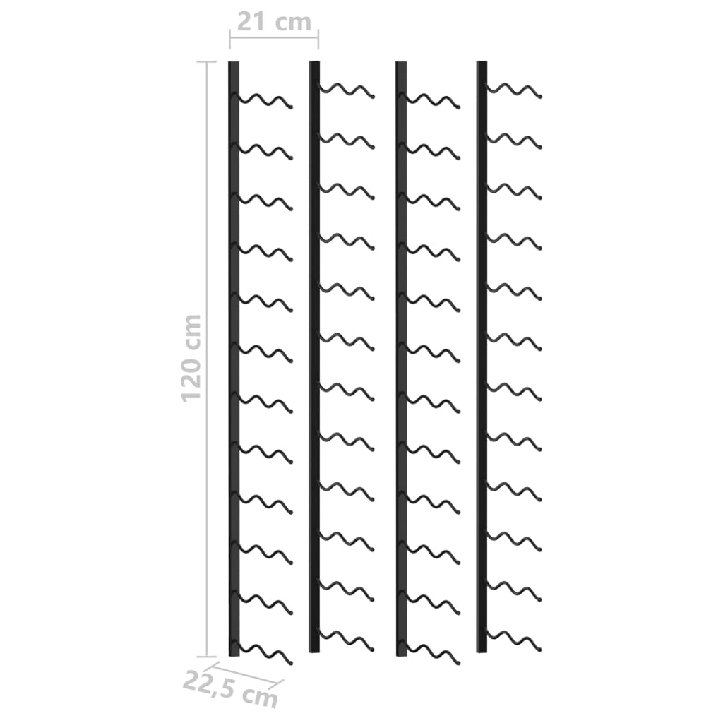 vidaXL Wand-Weinregale für 48 Flaschen 2 Stk. Schwarz Eisen