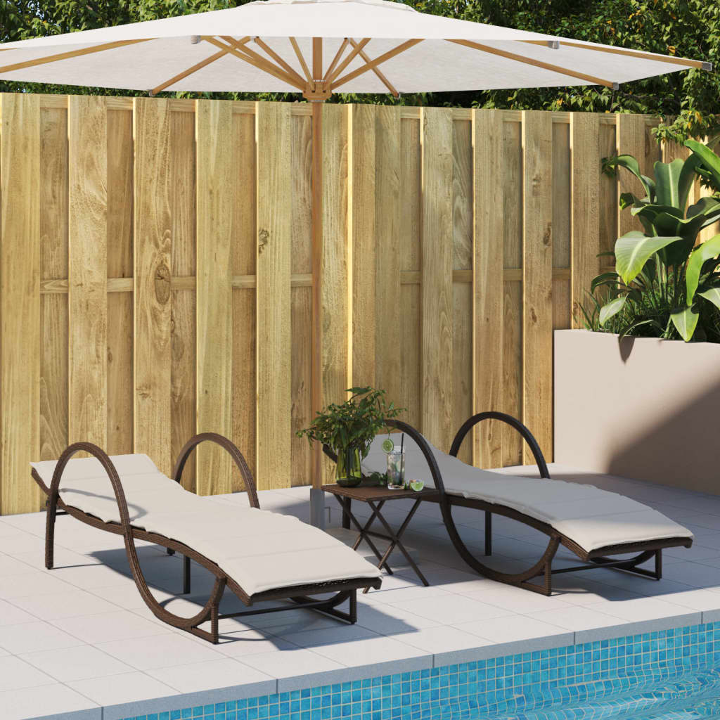 vidaXL Sonnenliege mit Auflage Braun 60x199x42 cm Poly Rattan