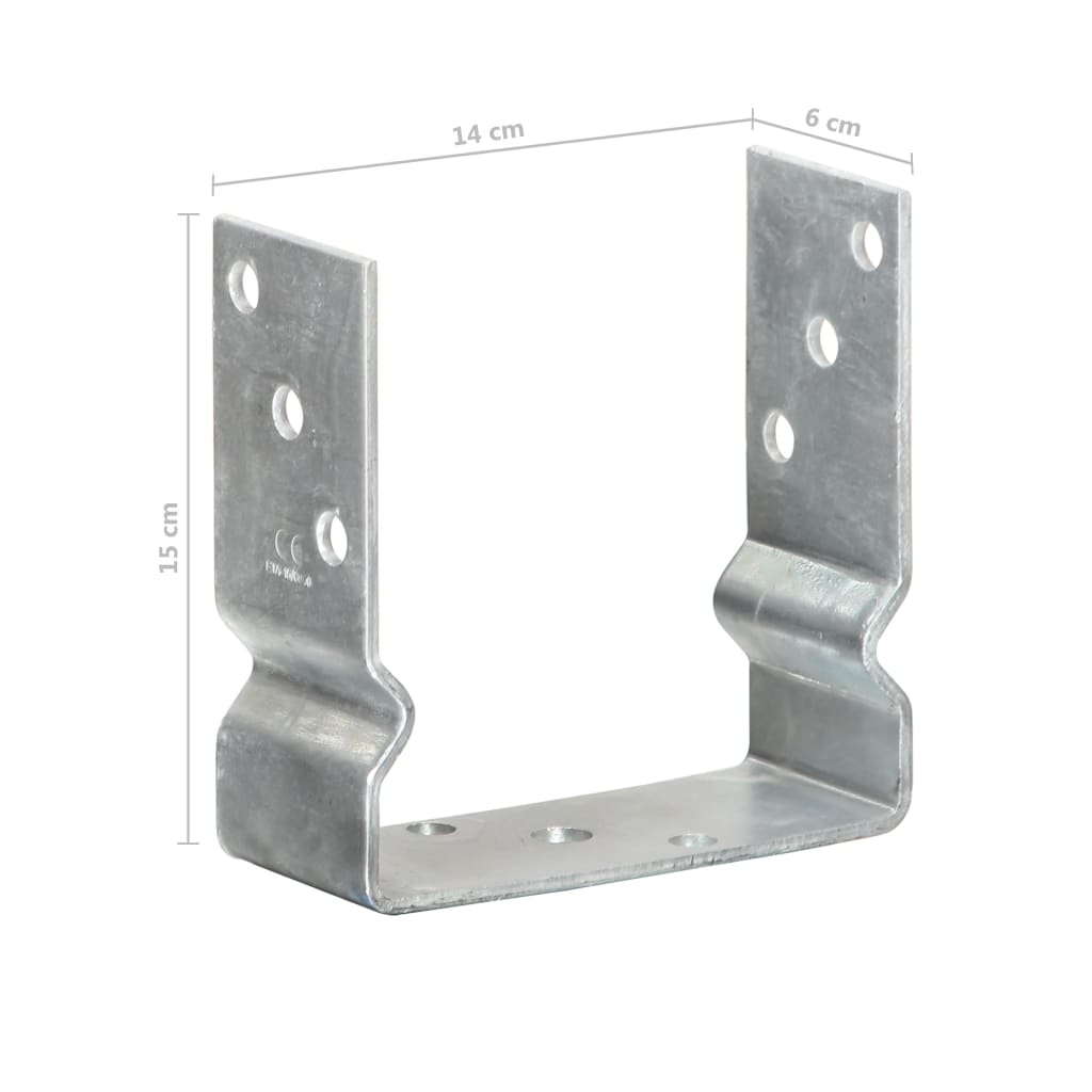 vidaXL Pfostenträger 2 Stk. Silbern 14×6×15 cm Verzinkter Stahl