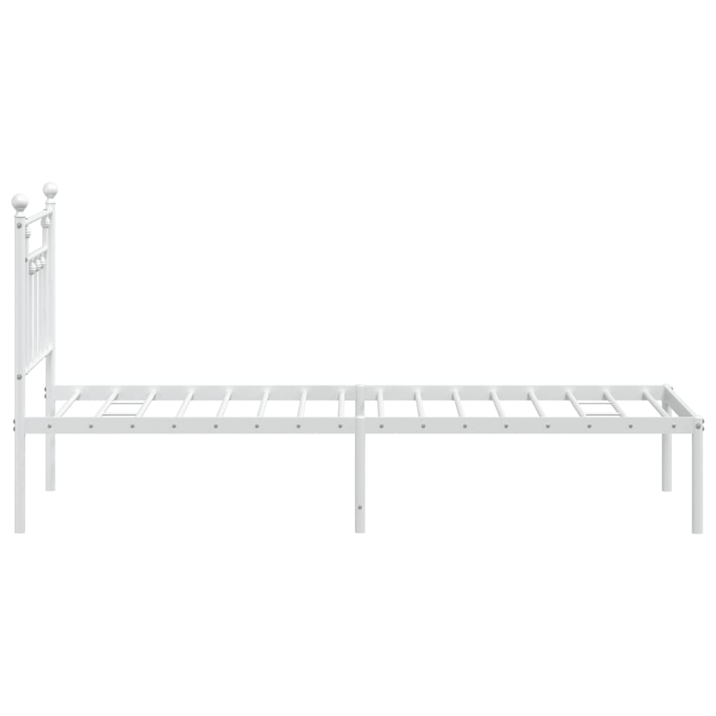 vidaXL Metallbett ohne Matratze mit Kopfteil Weiß 75x190 cm