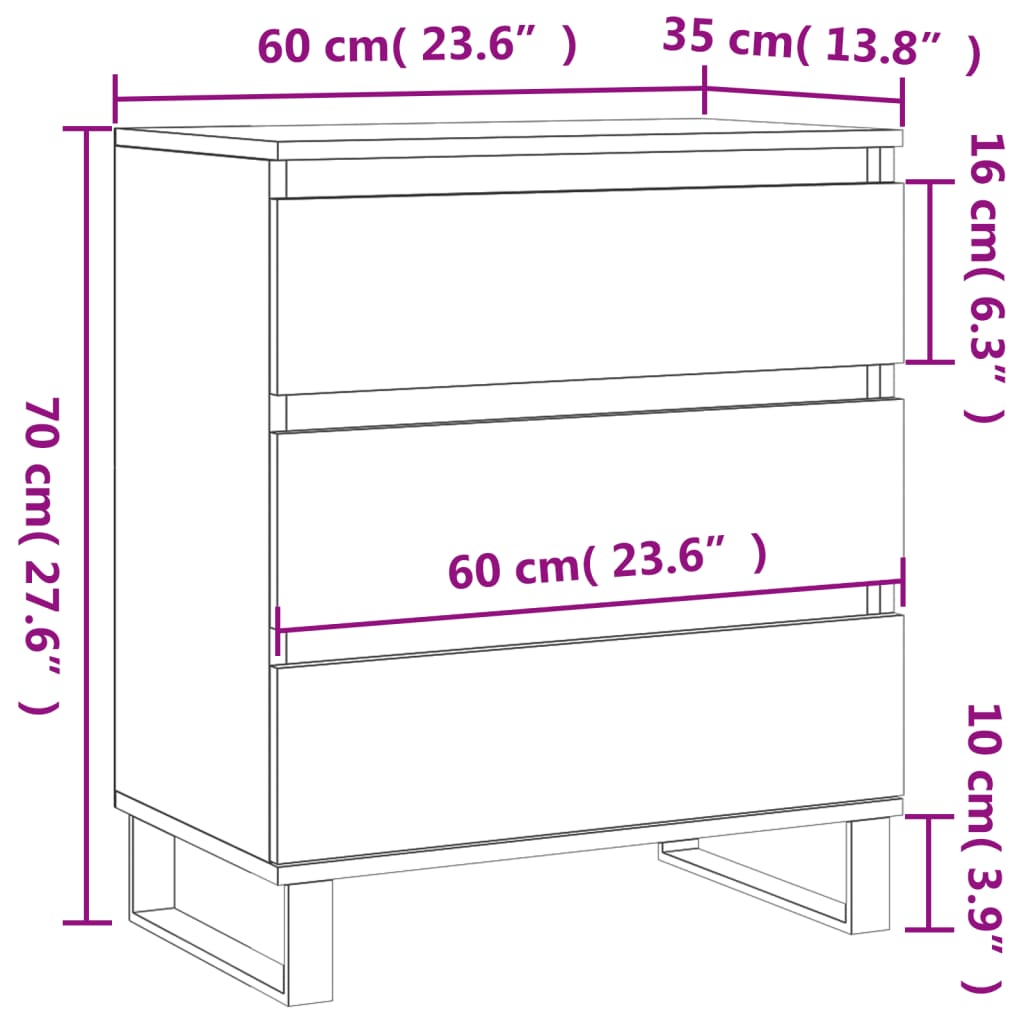 vidaXL Sideboard Grau Sonoma 60x35x70 cm Holzwerkstoff