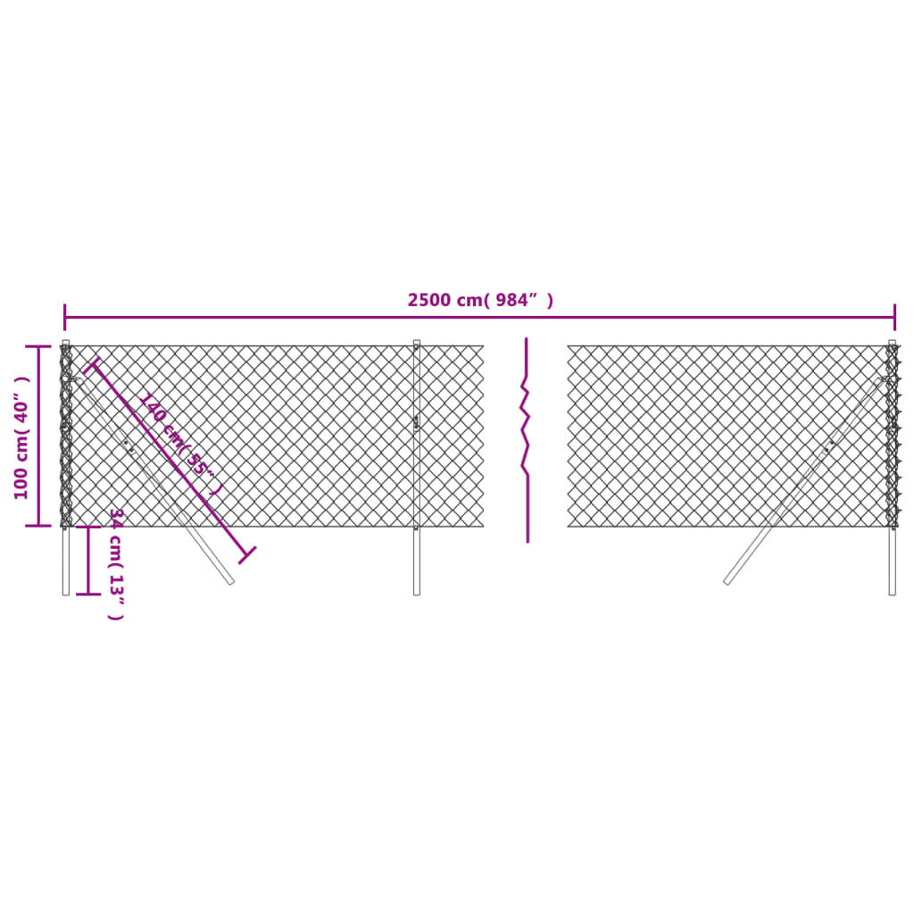 vidaXL Maschendrahtzaun Grün 1x25 m