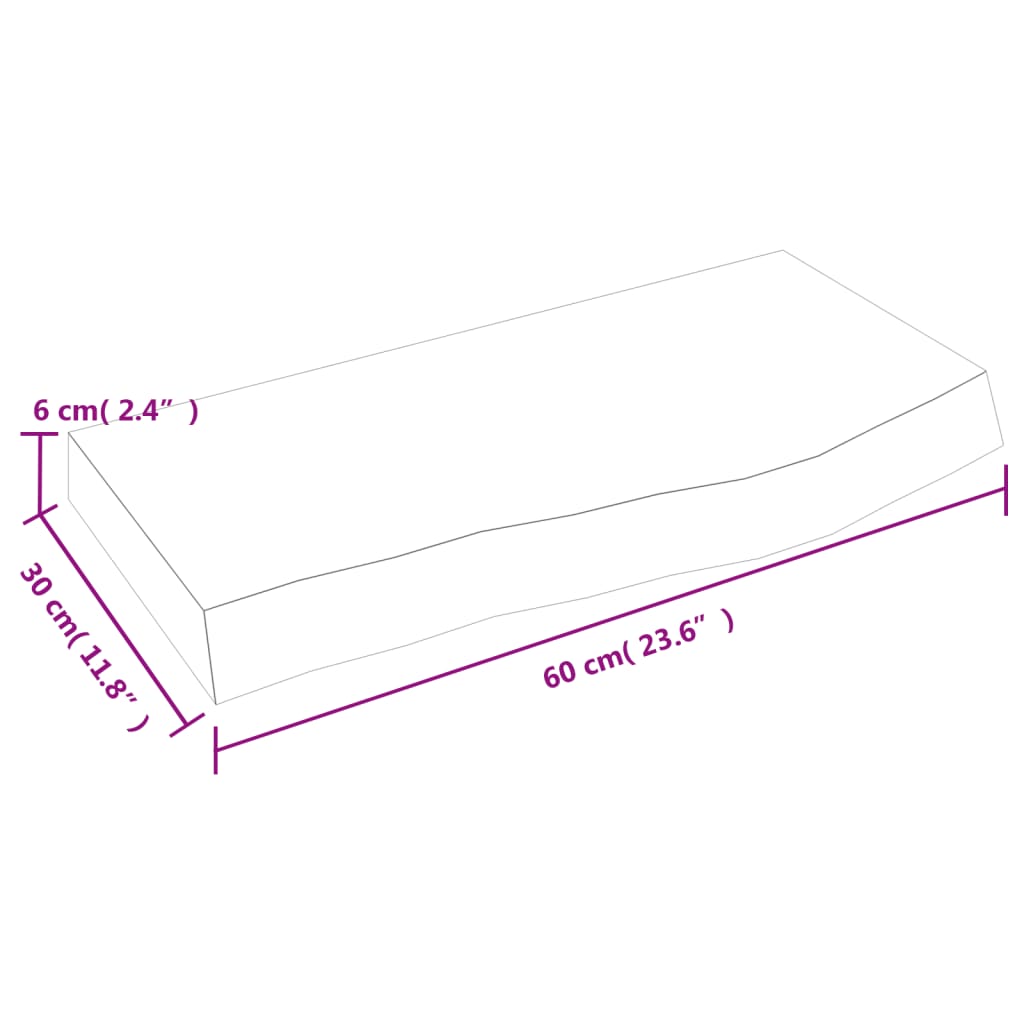 vidaXL Waschtischplatte 60x30x(2-6) cm Massivholz Unbehandelt