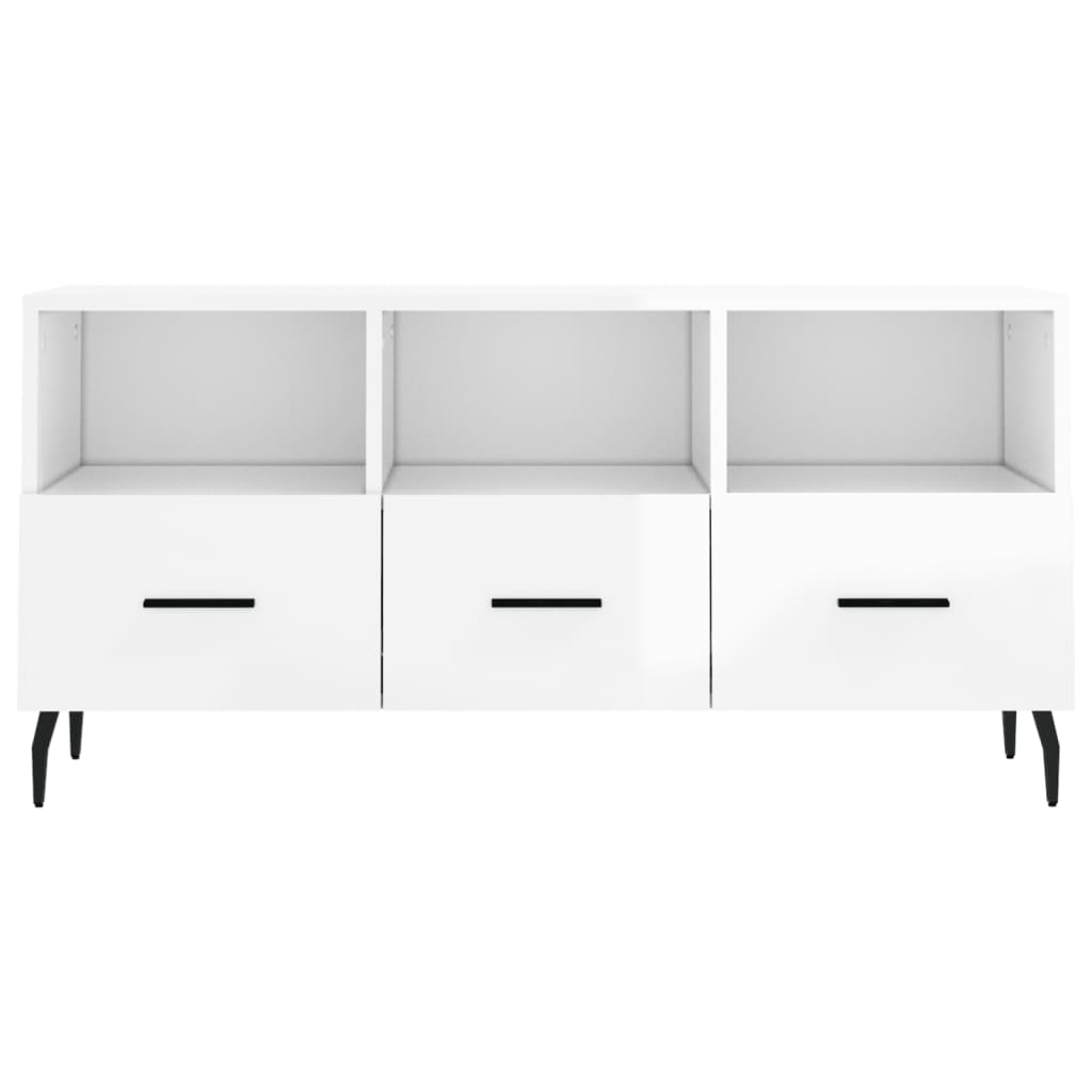 vidaXL TV-Schrank Hochglanz-Weiß 102x36x50 cm Holzwerkstoff