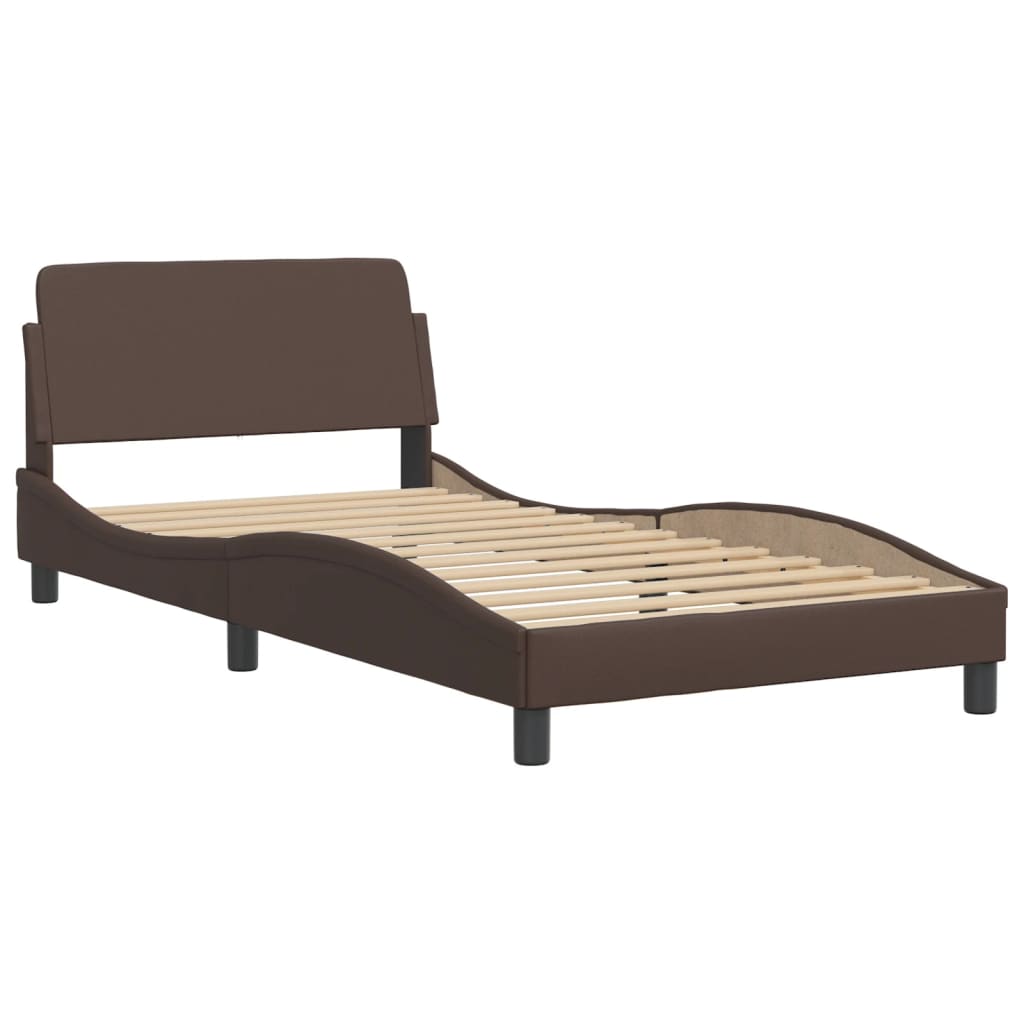 vidaXL Bett mit Matratze Braun 100x200 cm Kunstleder