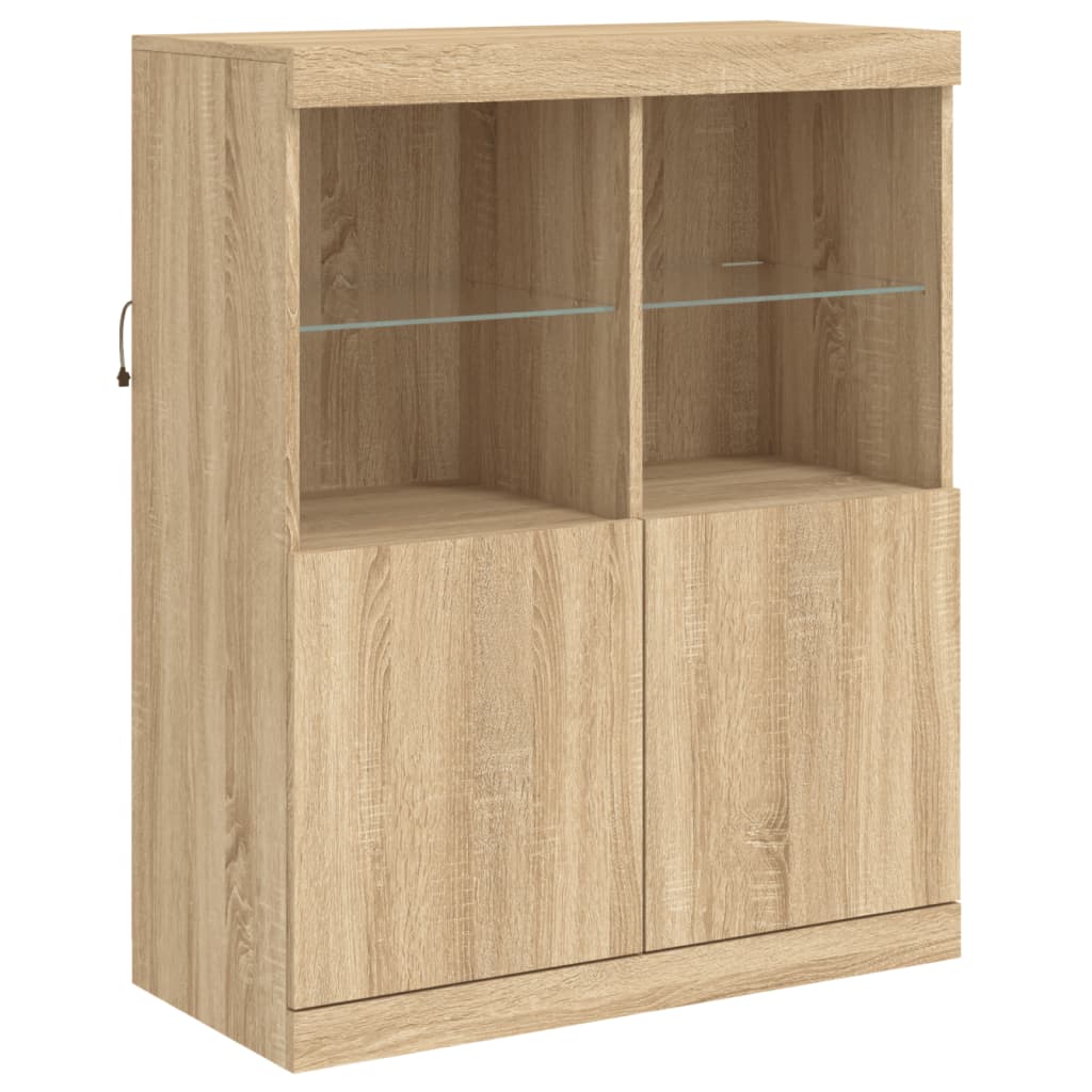 vidaXL Sideboard mit LED-Leuchten Sonoma-Eiche 81x37x100 cm