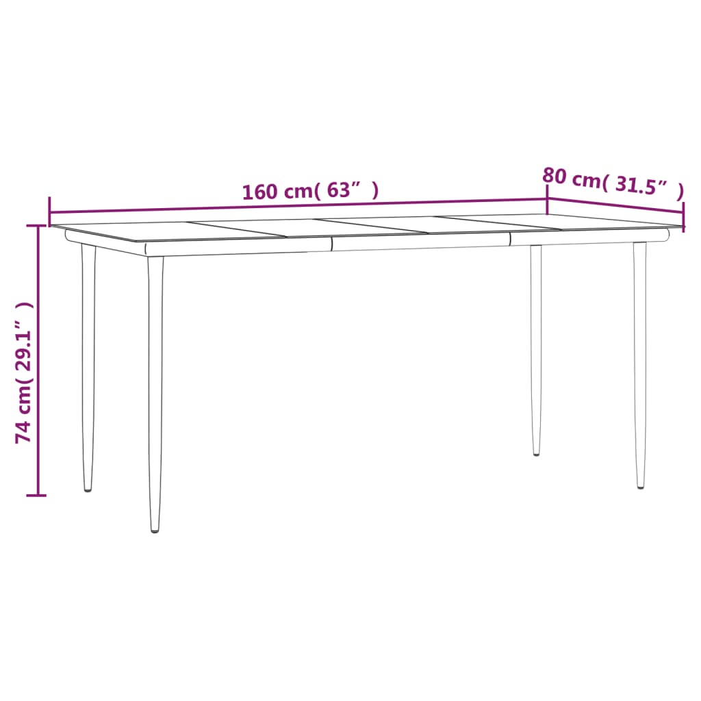 vidaXL 7-tlg. Garten-Essgruppe Poly Rattan