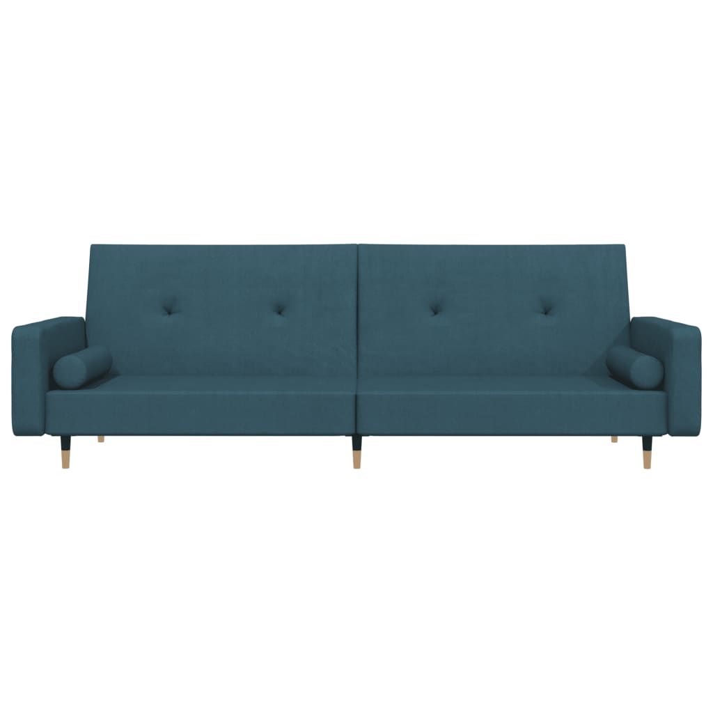 vidaXL Schlafsofa 2-Sitzer mit 2 Kissen Blau Samt