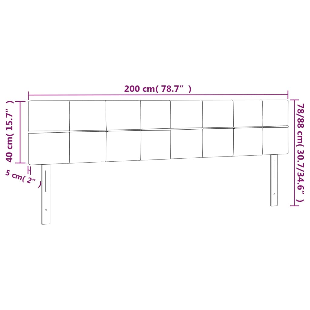 vidaXL LED Kopfteil Rosa 200x5x78/88 cm Samt