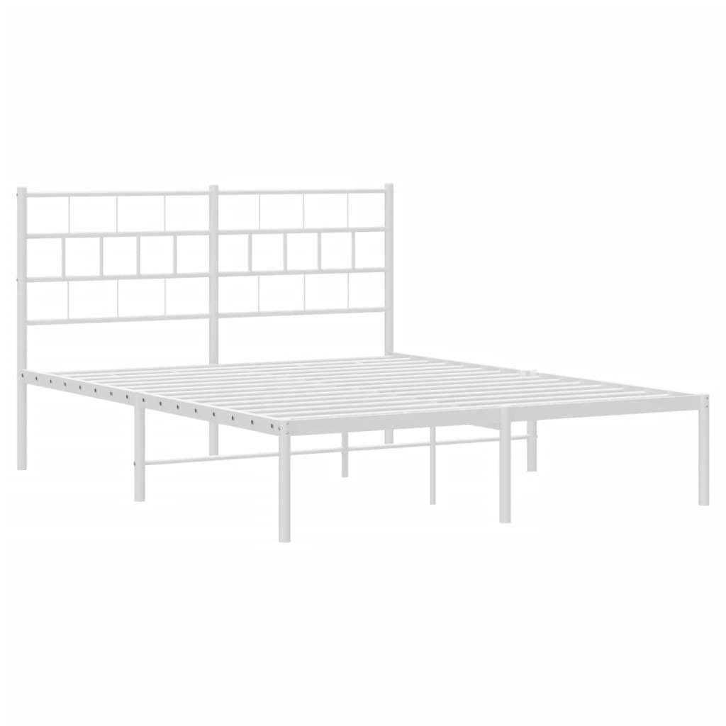 vidaXL Bettgestell mit Kopfteil Metall Weiß 140x190 cm