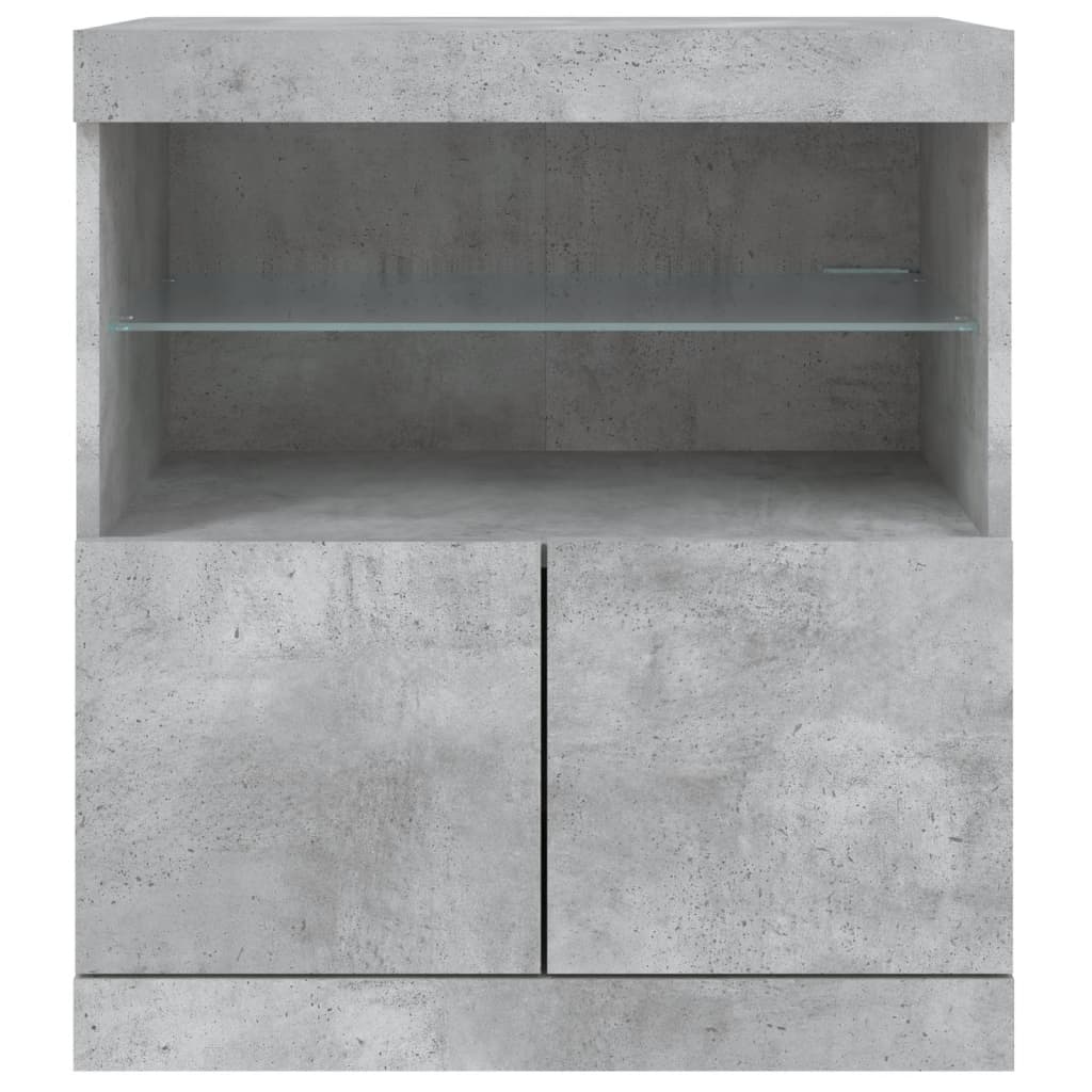 vidaXL Sideboard mit LED-Leuchten Betongrau 60x37x67 cm