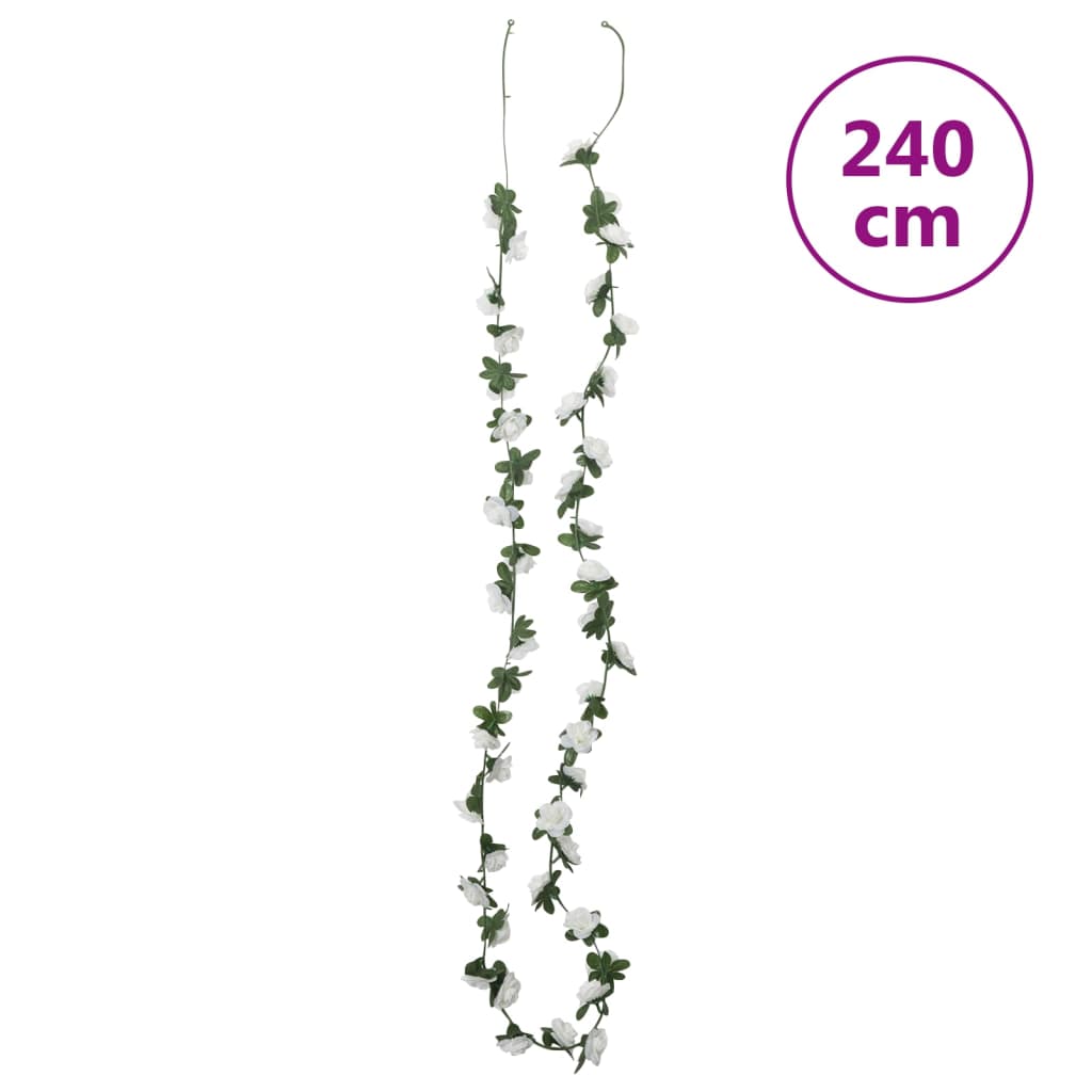 vidaXL Weihnachtskränze Blumen 6 Stk. Weiß 240 cm