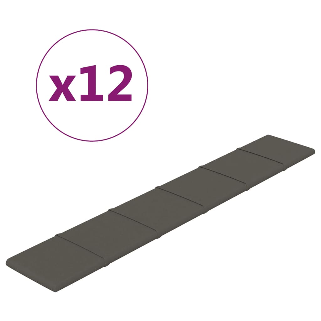 vidaXL Wandpaneele 12 Stk. Dunkelgrau 90x15 cm Samt 1,62 m²