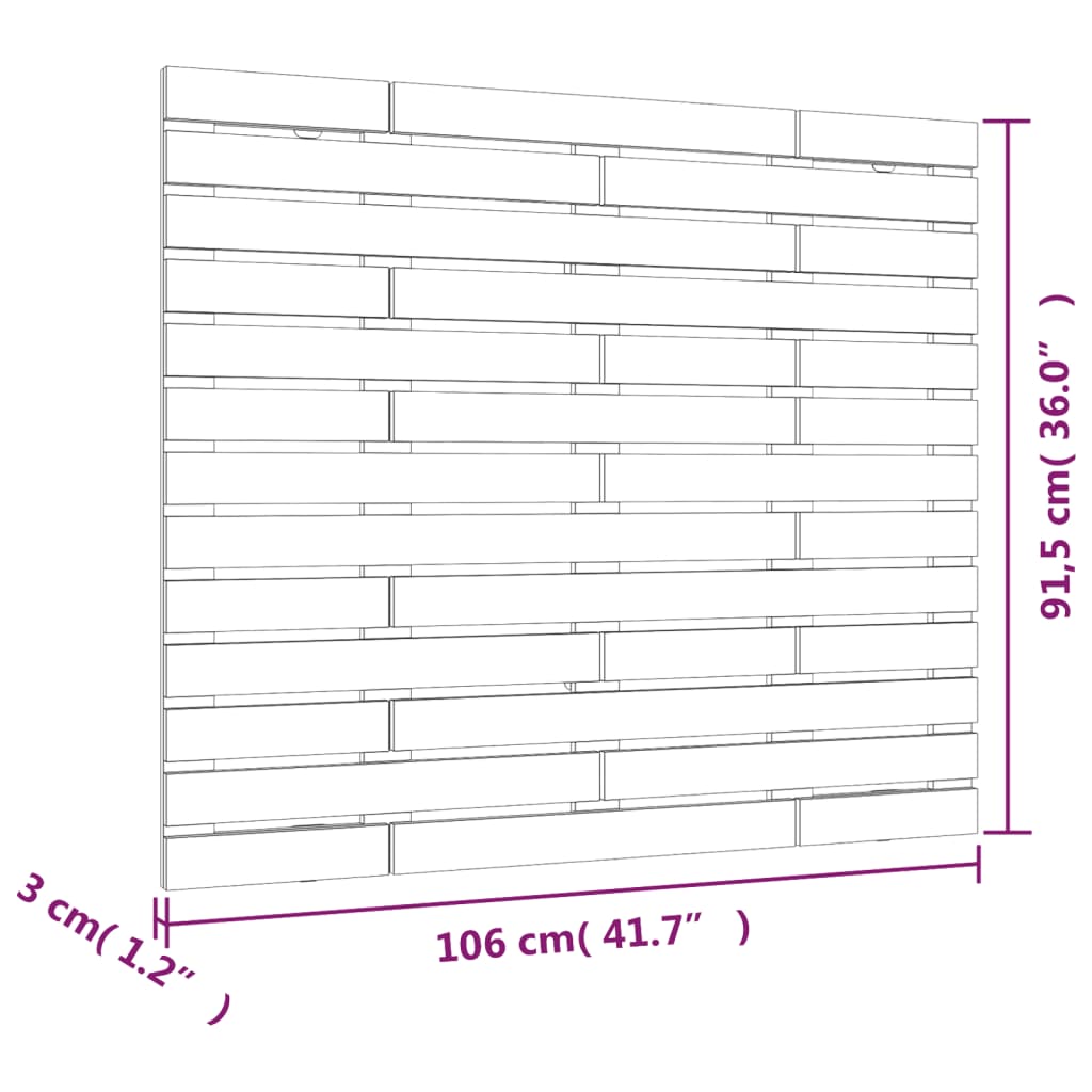 vidaXL Wand-Kopfteil Honigbraun 106x3x91,5 cm Massivholz Kiefer