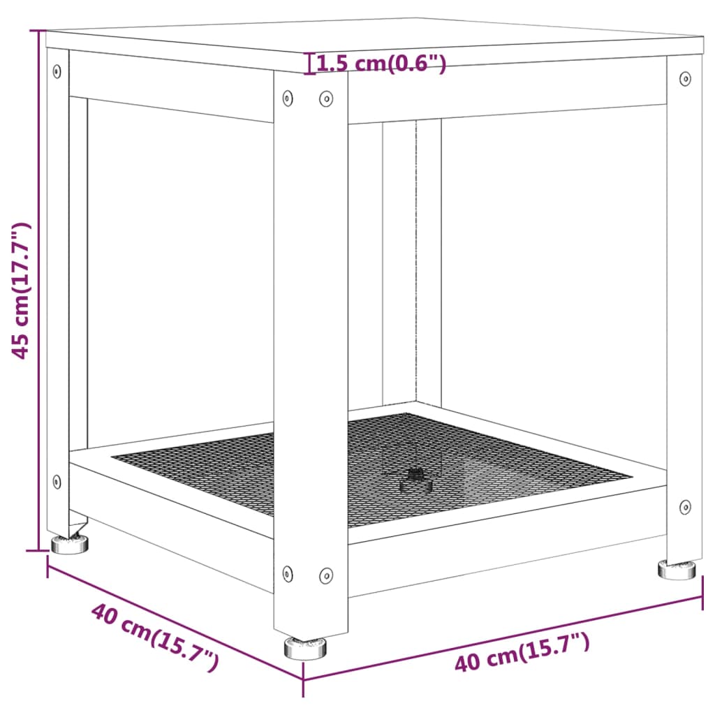 vidaXL Beistelltisch Dunkelbraun und Schwarz 40x40x45 cm MDF und Eisen