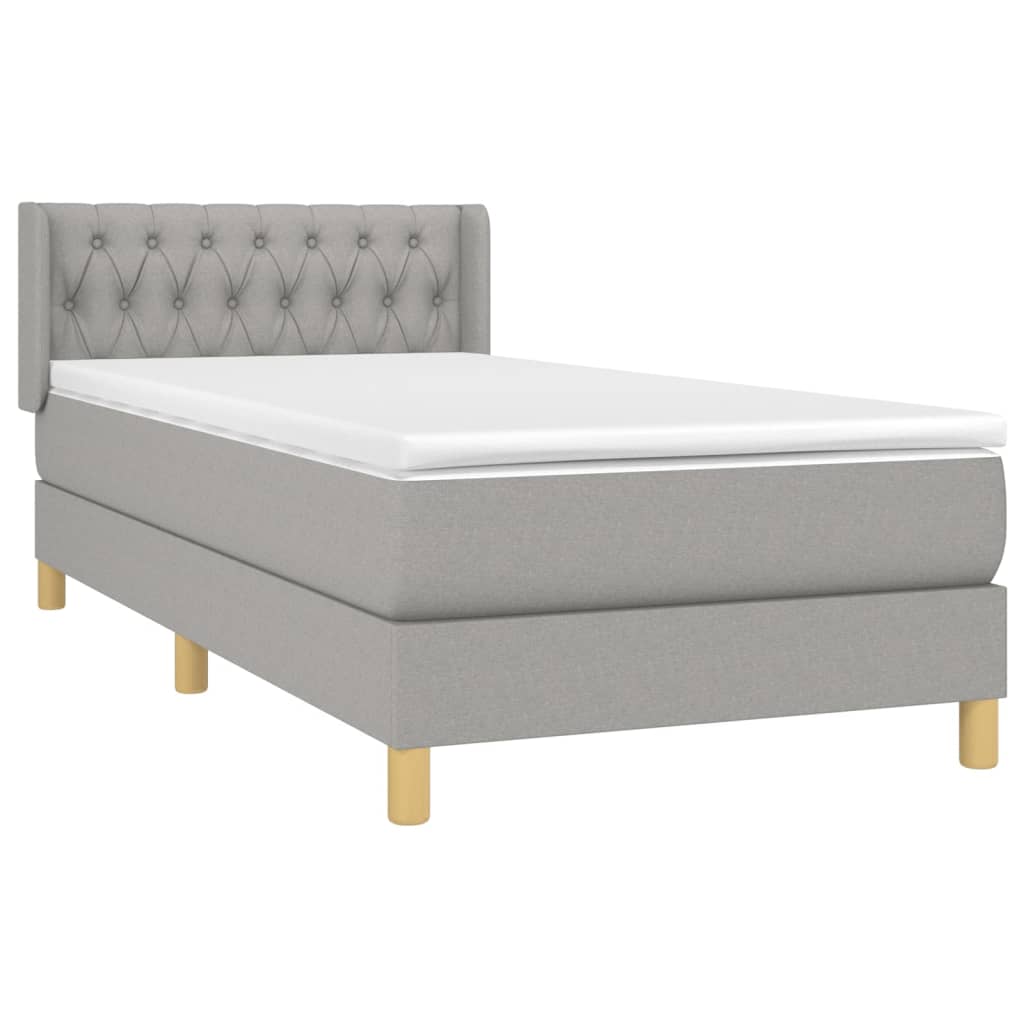 vidaXL Boxspringbett mit Matratze Hellgrau 90x200 cm Stoff