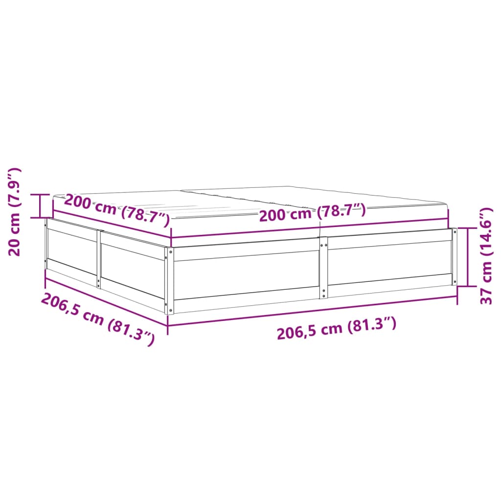 vidaXL Bett mit Matratze 200x200 cm Massivholz Kiefer