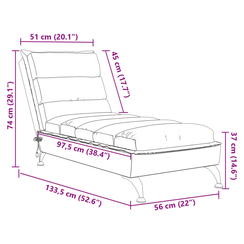 vidaXL Massage-Chaiselongue mit Kissen Schwarz Stoff