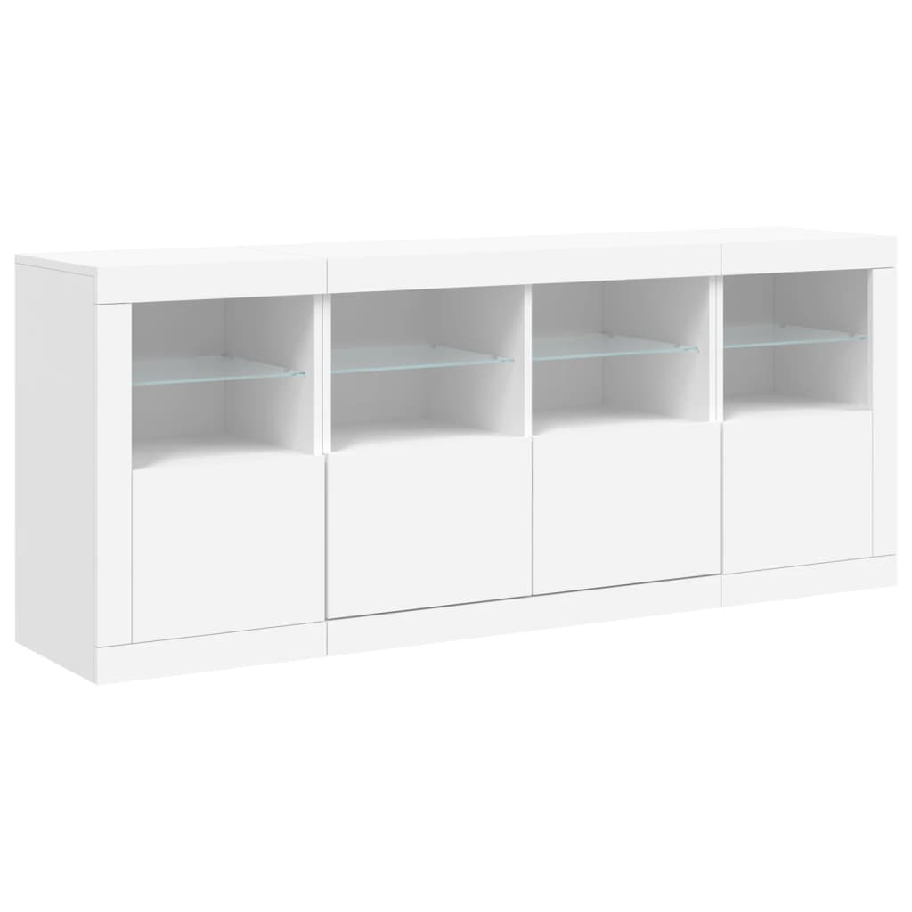 vidaXL Sideboard mit LED-Leuchten Weiß 163x37x67 cm